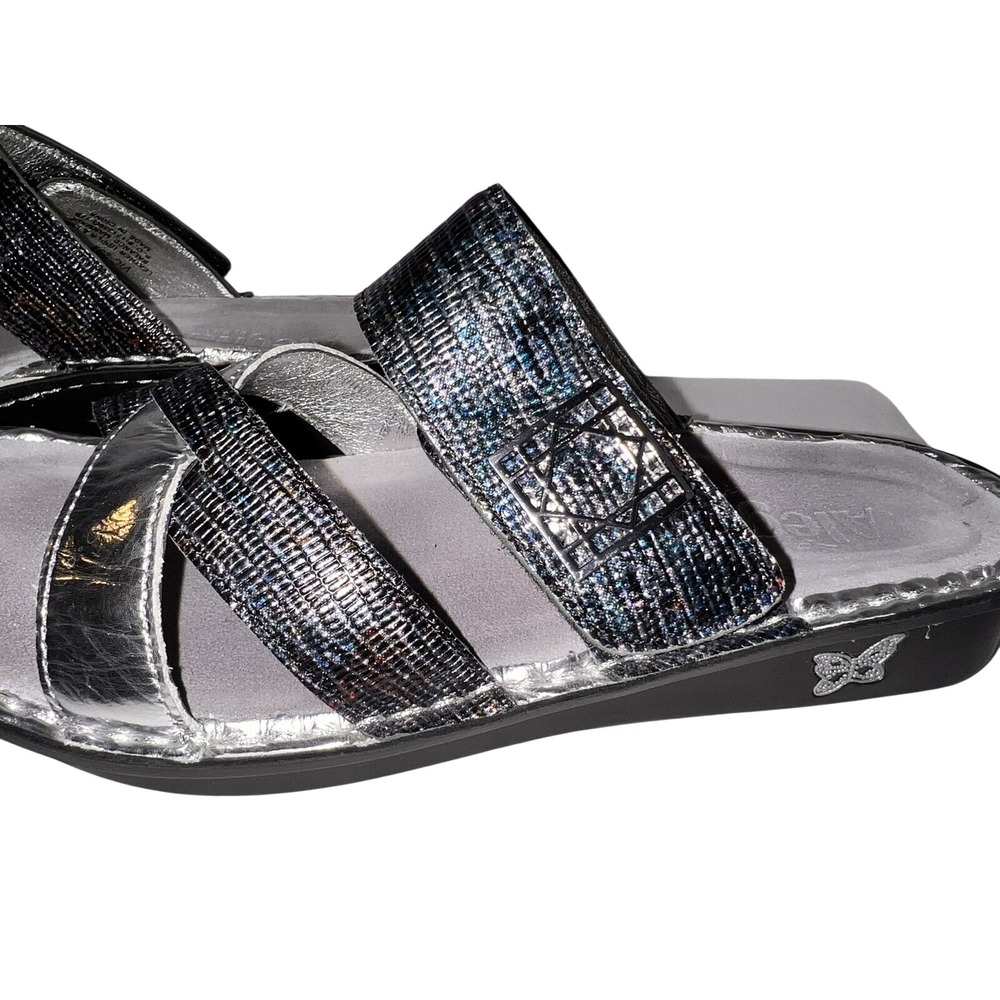 Alegria PG Lite Womens 7-7.5/37 Metallic Silver Black Slide Sandals Rocker Sole - Picture 6 of 10